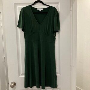 Women's V-neck Fit and Flare Dress - Large